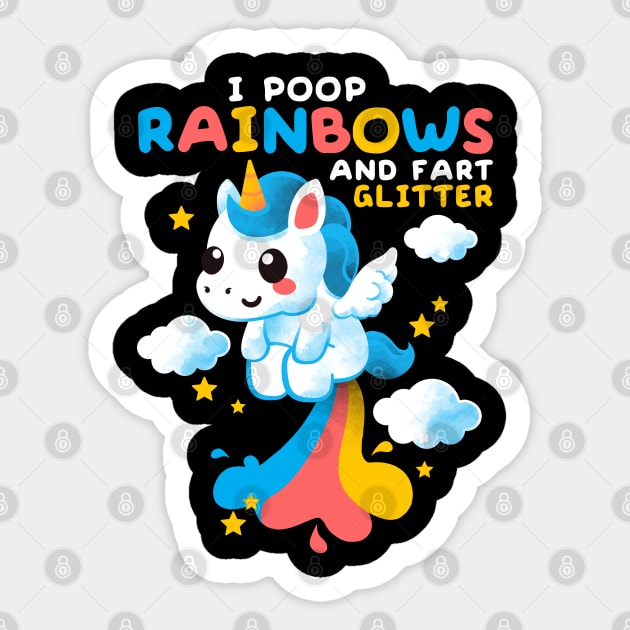 Unicorn pooping rainbows Sticker by NemiMakeit